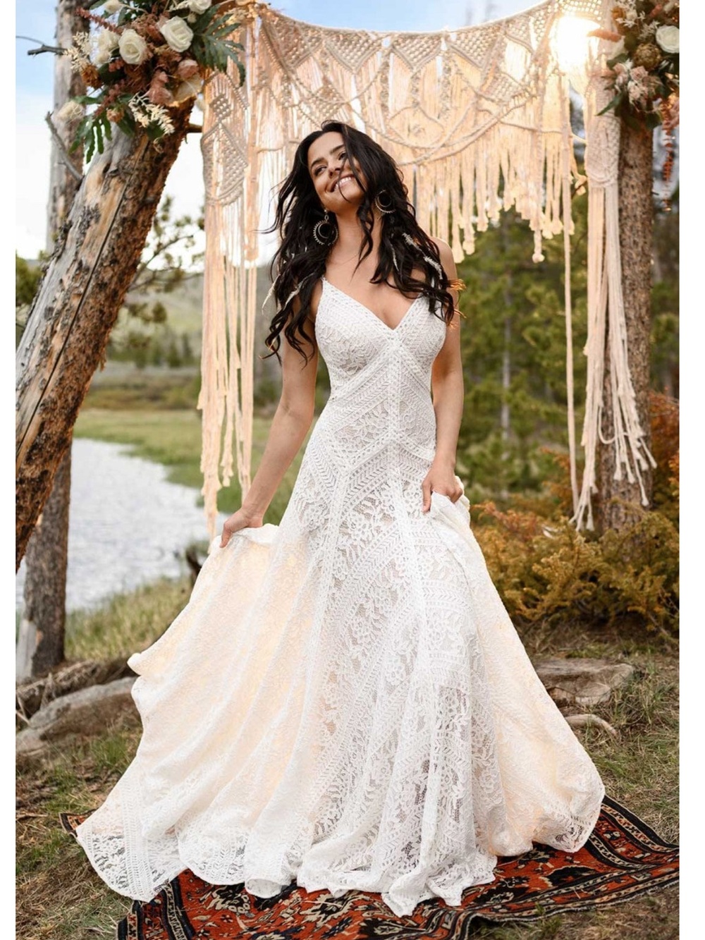 ALL WHO WANDER | Boho Lace Wedding Dress 8